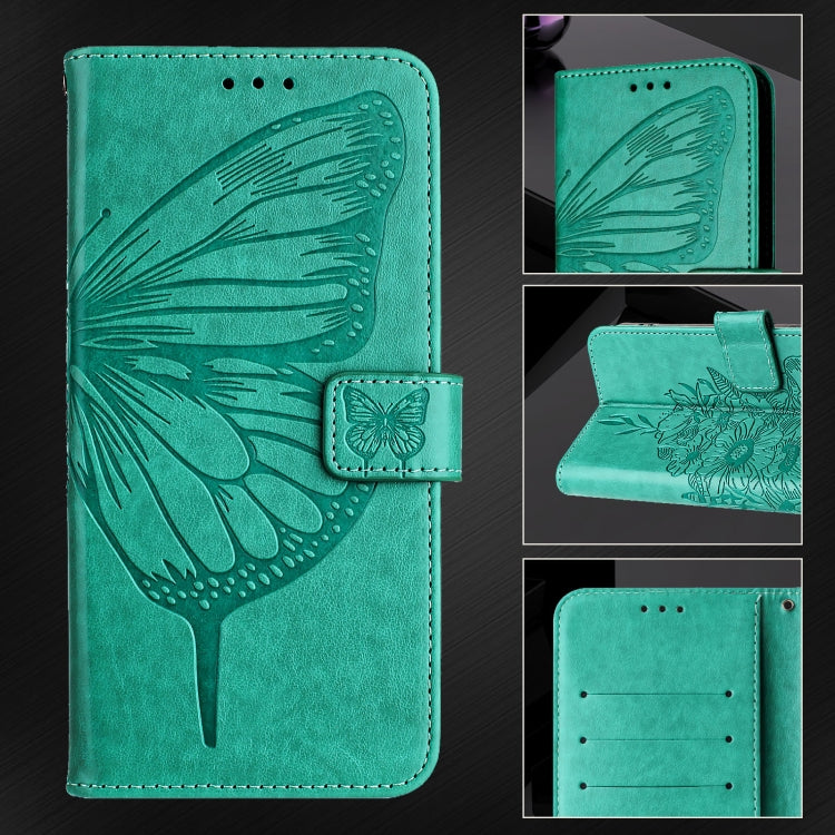 For Blackview Shark 8 Embossed Butterfly Leather Phone Case(Green) - More Brand by PMC Jewellery | Online Shopping South Africa | PMC Jewellery | Buy Now Pay Later Mobicred