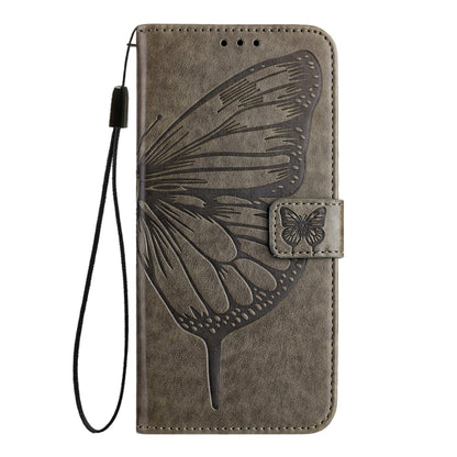 For Blackview Wave 6C Embossed Butterfly Leather Phone Case(Grey) - More Brand by PMC Jewellery | Online Shopping South Africa | PMC Jewellery | Buy Now Pay Later Mobicred