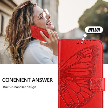 For Blackview Wave 6C Embossed Butterfly Leather Phone Case(Red) - More Brand by PMC Jewellery | Online Shopping South Africa | PMC Jewellery | Buy Now Pay Later Mobicred