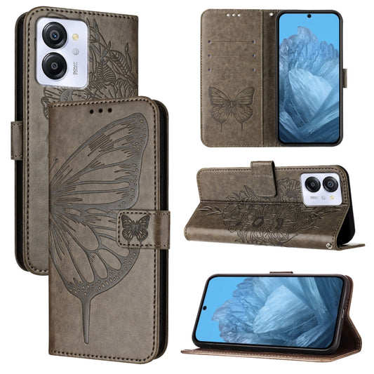 For Blackview Color 8 Embossed Butterfly Leather Phone Case(Grey) - More Brand by PMC Jewellery | Online Shopping South Africa | PMC Jewellery | Buy Now Pay Later Mobicred