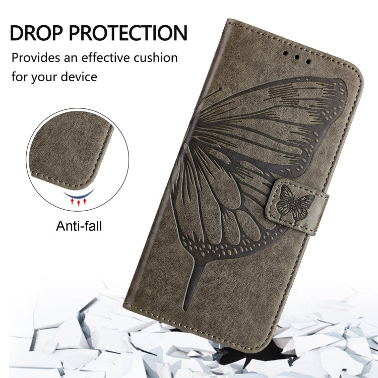 For Blackview Color 8 Embossed Butterfly Leather Phone Case(Grey) - More Brand by PMC TechLife | Online Shopping South Africa | PMC TechLife | Buy Now Pay Later Mobicred