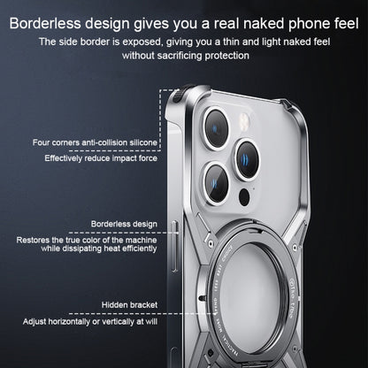 For iPhone 13 / 14 / 15 Aluminum Alloy Frameless 360-Degree Rotating Phone Case(Silver) - iPhone 14 Cases by PMC Jewellery | Online Shopping South Africa | PMC Jewellery | Buy Now Pay Later Mobicred