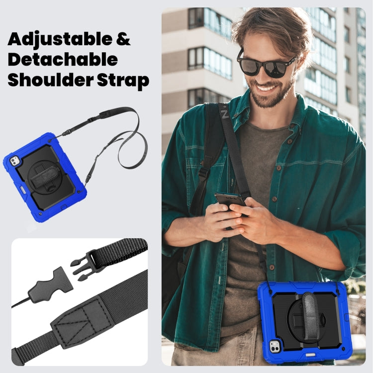For iPad Pro 11 2024 Silicone Hybrid PC Tablet Case with Shoulder Strap(Black + Dark Blue) - iPad Pro 11 2024 Cases by PMC TechLife | Online Shopping South Africa | PMC TechLife | Buy Now Pay Later Mobicred