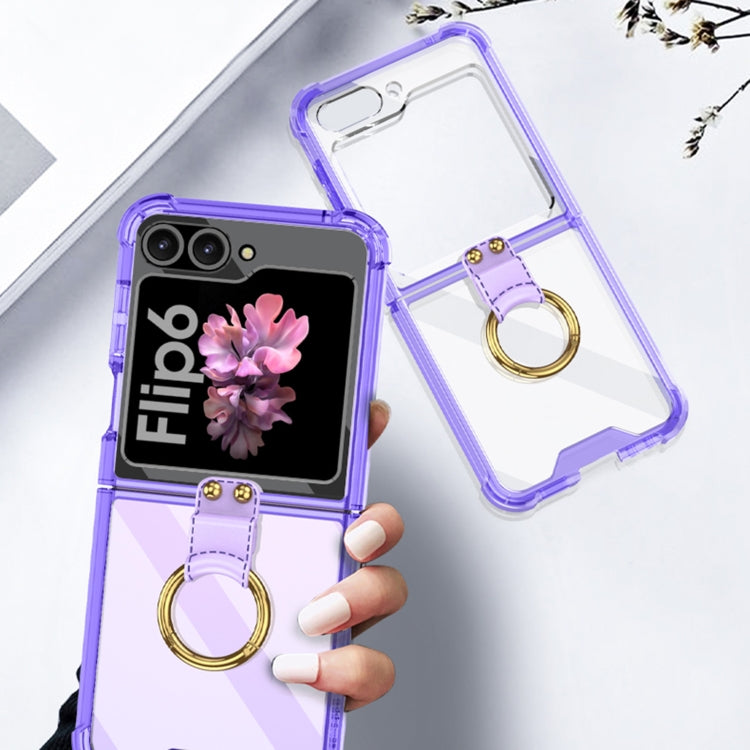 For Samsung Galaxy Z Flip6 GKK Airbag Ring Full Coverage Phone Case with Tempered Film(Purple) - Galaxy Z Flip6 5G Cases by GKK | Online Shopping South Africa | PMC Jewellery | Buy Now Pay Later Mobicred