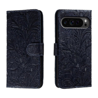 For Google Pixel 9 Pro Lace Flower Embossing Flip Leather Phone Case(Dark Blue) - Google Cases by PMC Jewellery | Online Shopping South Africa | PMC Jewellery | Buy Now Pay Later Mobicred