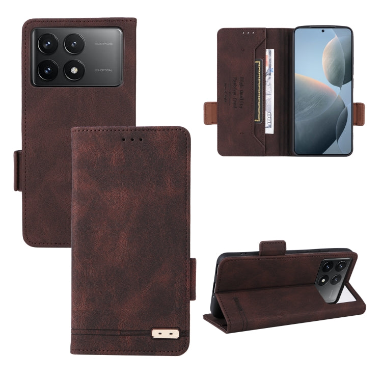 For Redmi K70 / K70 Pro Magnetic Clasp Leather Phone Case(Brown) - Xiaomi Cases by PMC Jewellery | Online Shopping South Africa | PMC Jewellery | Buy Now Pay Later Mobicred