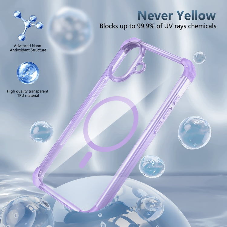 For iPhone 16 Transparent MagSafe Magnetic Phone Case(Purple) - iPhone 16 Cases by PMC TechLife | Online Shopping South Africa | PMC TechLife | Buy Now Pay Later Mobicred