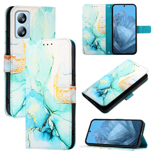 For Blackview A52 PT003 Marble Pattern Flip Leather Phone Case(Green) - More Brand by PMC Jewellery | Online Shopping South Africa | PMC Jewellery | Buy Now Pay Later Mobicred