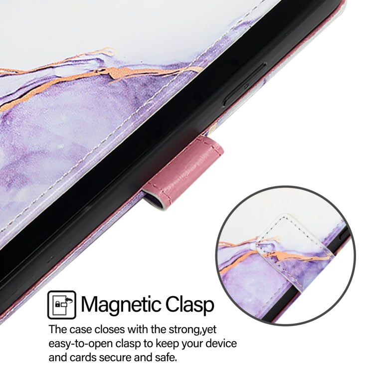 For Blackview A53 PT003 Marble Pattern Flip Leather Phone Case(White Purple) - More Brand by PMC Jewellery | Online Shopping South Africa | PMC Jewellery | Buy Now Pay Later Mobicred