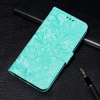 For Motorola Moto G Play 2024 Lace Flower Embossing Flip Leather Phone Case(Green) - Motorola Cases by PMC Jewellery | Online Shopping South Africa | PMC Jewellery | Buy Now Pay Later Mobicred