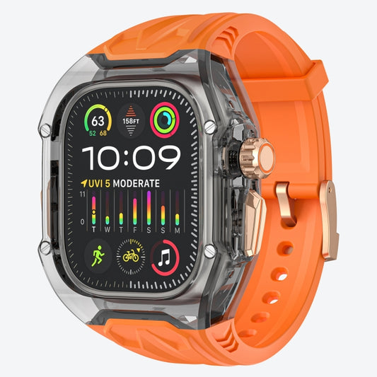 For Apple Watch Ultra 2 49mm Modified PC Hybrid TPU Watch Case Band(Orange Clear Black) - Watch Bands by PMC Jewellery | Online Shopping South Africa | PMC Jewellery | Buy Now Pay Later Mobicred