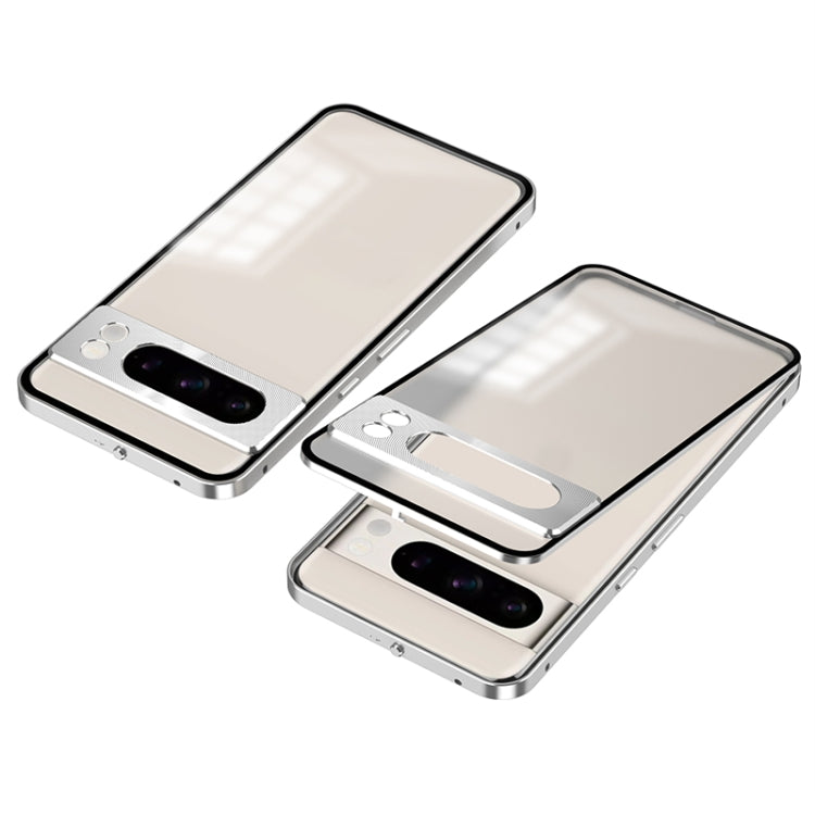 For Google Pixel 8 Pro Snap Buckle Metal Frame Frosted Phone Case(Silver) - Google Cases by PMC TechLife | Online Shopping South Africa | PMC TechLife | Buy Now Pay Later Mobicred