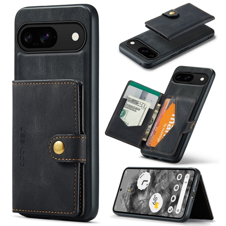For Google Pixel 9 JEEHOOD J01 Retro Magnetic Detachable Wallet Phone Case(Black) - Google Cases by JEEHOOD | Online Shopping South Africa | PMC TechLife | Buy Now Pay Later Mobicred