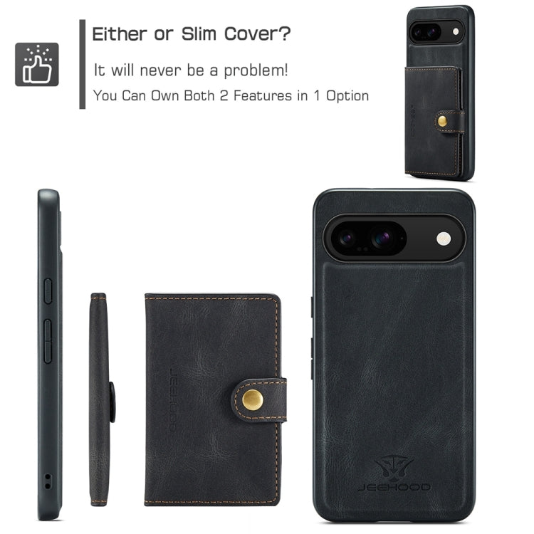 For Google Pixel 9 JEEHOOD J01 Retro Magnetic Detachable Wallet Phone Case(Black) - Google Cases by JEEHOOD | Online Shopping South Africa | PMC TechLife | Buy Now Pay Later Mobicred