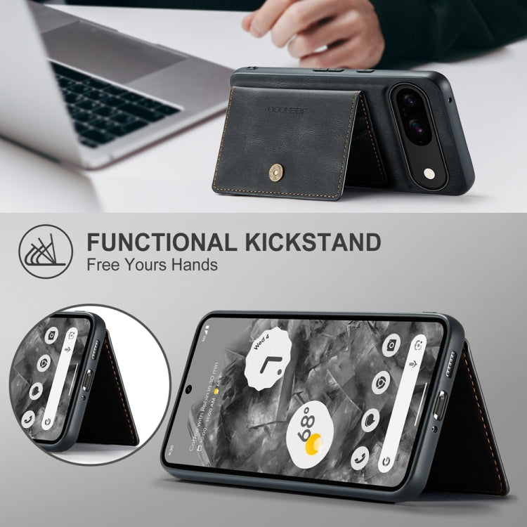 For Google Pixel 9 JEEHOOD J01 Retro Magnetic Detachable Wallet Phone Case(Black) - Google Cases by JEEHOOD | Online Shopping South Africa | PMC TechLife | Buy Now Pay Later Mobicred