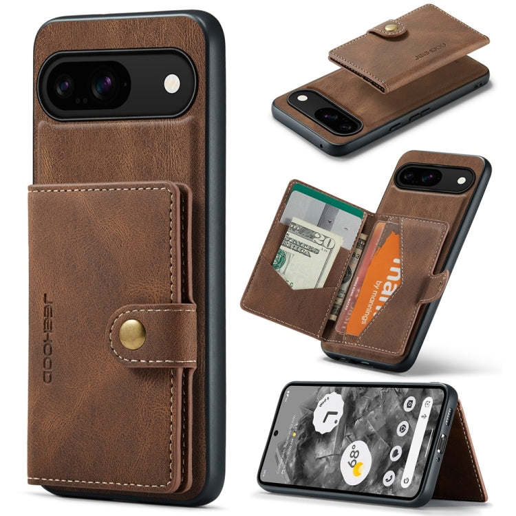 For Google Pixel 9 JEEHOOD J01 Retro Magnetic Detachable Wallet Phone Case(Brown) - Google Cases by JEEHOOD | Online Shopping South Africa | PMC TechLife | Buy Now Pay Later Mobicred
