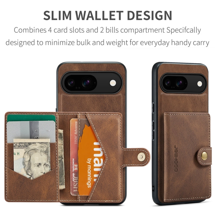 For Google Pixel 9 JEEHOOD J01 Retro Magnetic Detachable Wallet Phone Case(Brown) - Google Cases by JEEHOOD | Online Shopping South Africa | PMC TechLife | Buy Now Pay Later Mobicred