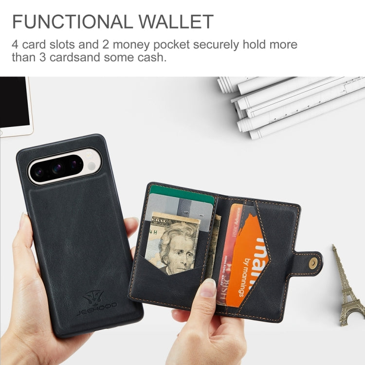 For Google Pixel 9 Pro JEEHOOD J01 Retro Magnetic Detachable Wallet Phone Case(Black) - Google Cases by JEEHOOD | Online Shopping South Africa | PMC TechLife | Buy Now Pay Later Mobicred