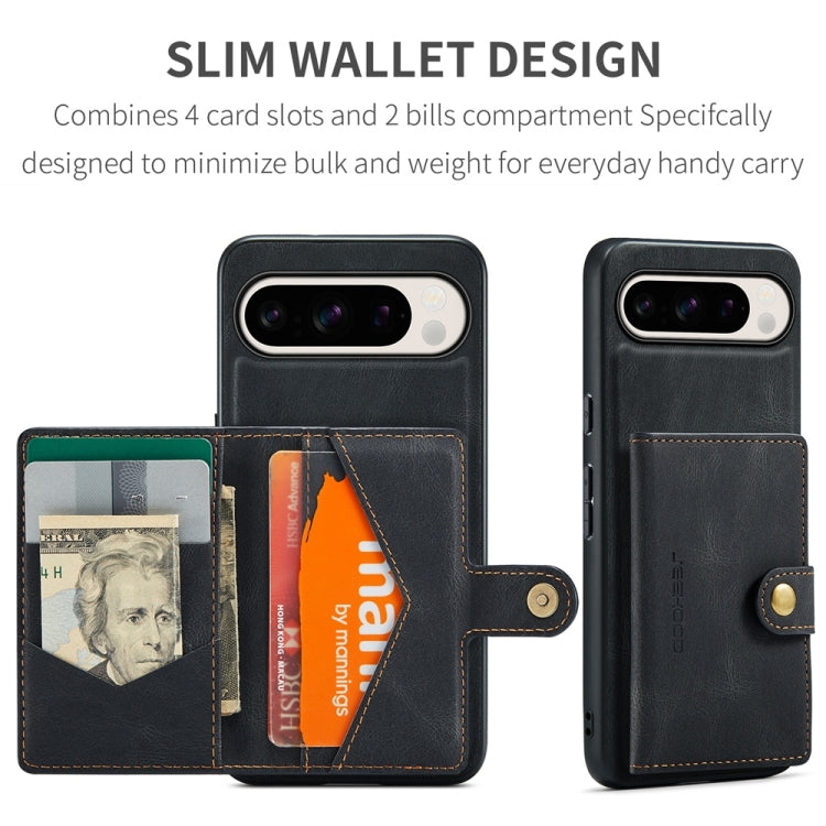 For Google Pixel 9 Pro JEEHOOD J01 Retro Magnetic Detachable Wallet Phone Case(Black) - Google Cases by JEEHOOD | Online Shopping South Africa | PMC TechLife | Buy Now Pay Later Mobicred