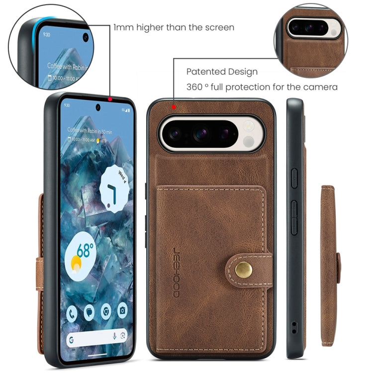 For Google Pixel 9 Pro JEEHOOD J01 Retro Magnetic Detachable Wallet Phone Case(Brown) - Google Cases by JEEHOOD | Online Shopping South Africa | PMC Jewellery | Buy Now Pay Later Mobicred