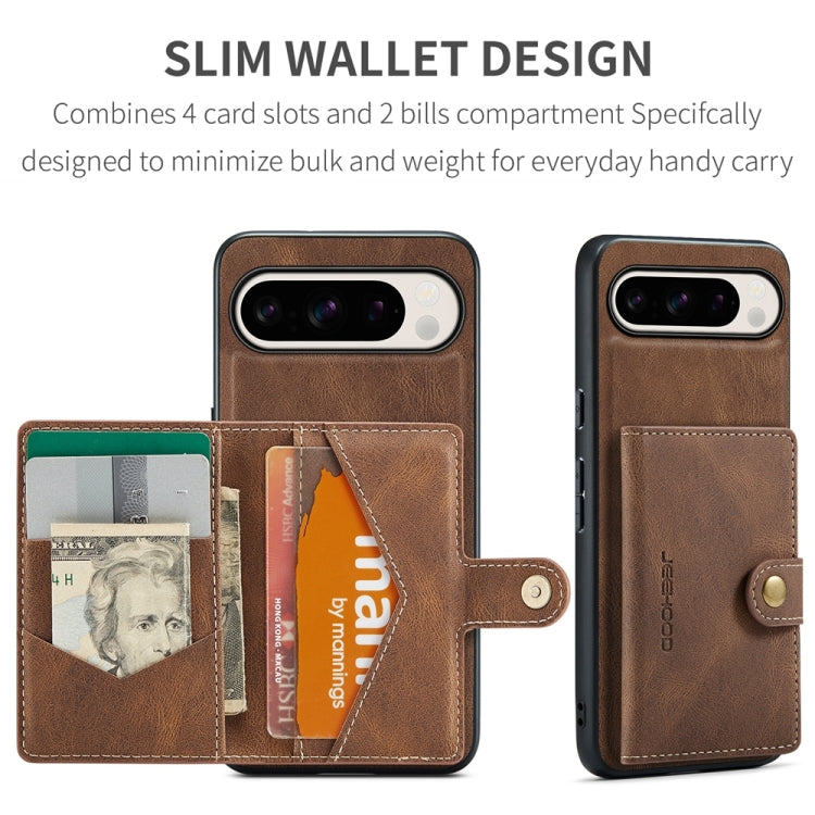 For Google Pixel 9 Pro JEEHOOD J01 Retro Magnetic Detachable Wallet Phone Case(Brown) - Google Cases by JEEHOOD | Online Shopping South Africa | PMC TechLife | Buy Now Pay Later Mobicred