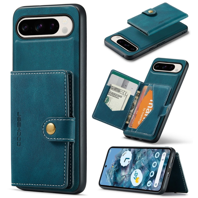 For Google Pixel 9 Pro JEEHOOD J01 Retro Magnetic Detachable Wallet Phone Case(Blue) - Google Cases by JEEHOOD | Online Shopping South Africa | PMC TechLife | Buy Now Pay Later Mobicred