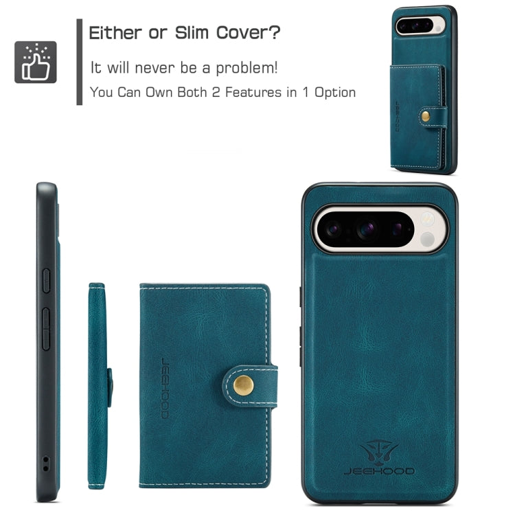 For Google Pixel 9 Pro JEEHOOD J01 Retro Magnetic Detachable Wallet Phone Case(Blue) - Google Cases by JEEHOOD | Online Shopping South Africa | PMC TechLife | Buy Now Pay Later Mobicred