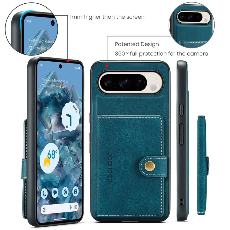 For Google Pixel 9 Pro JEEHOOD J01 Retro Magnetic Detachable Wallet Phone Case(Blue) - Google Cases by JEEHOOD | Online Shopping South Africa | PMC TechLife | Buy Now Pay Later Mobicred