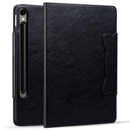 For Samsung Galaxy Tab S9 FE / S9 / S8 / S7 Cat Buckle Leather Smart Tablet Case(Black) - Galaxy Tab S9 Cases by PMC Jewellery | Online Shopping South Africa | PMC Jewellery | Buy Now Pay Later Mobicred