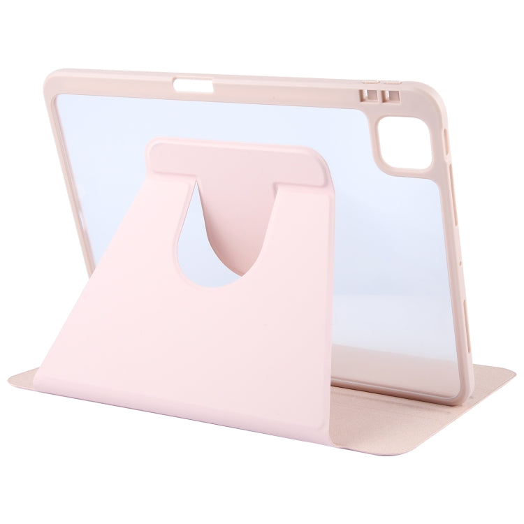 For iPad Air 11 2024 / Air 5 / Air 4 GEBEI Acrylic TPU 3-folding Rotating Smart Tablet Leather Case withh Pen Slot(Pink) - iPad Air 11 2024 Cases by GEBEI | Online Shopping South Africa | PMC Jewellery | Buy Now Pay Later Mobicred