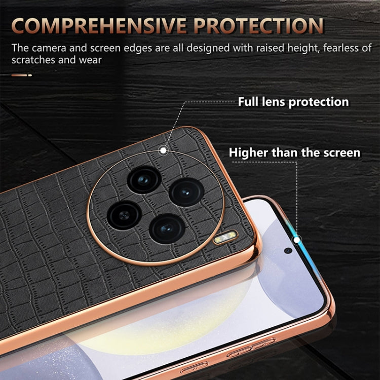 For vivo X100 5G AZNS Electroplated Frame Crocodile Texture Full Coverage Phone Case(Black) - vivo Cases by AZNS | Online Shopping South Africa | PMC Jewellery | Buy Now Pay Later Mobicred