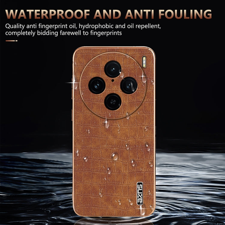 For vivo X100 Pro 5G / X100s Pro AZNS Electroplated Frame Crocodile Texture Full Coverage Phone Case(White) - X100 Pro Cases by AZNS | Online Shopping South Africa | PMC Jewellery | Buy Now Pay Later Mobicred