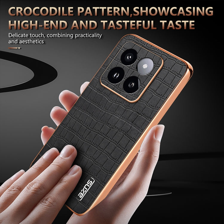 For Xiaomi 14 Pro AZNS Electroplated Frame Crocodile Texture Full Coverage Phone Case(Green) - 14 Pro Cases by AZNS | Online Shopping South Africa | PMC Jewellery | Buy Now Pay Later Mobicred