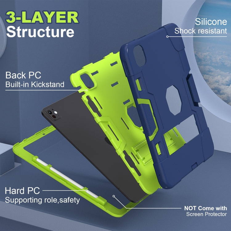 For iPad Pro 11 2024 Contrast Color Silicone Acrylic PC Tablet Case with Holder(Navy Blue Yellow Green) - iPad Pro 11 2024 Cases by PMC Jewellery | Online Shopping South Africa | PMC Jewellery | Buy Now Pay Later Mobicred