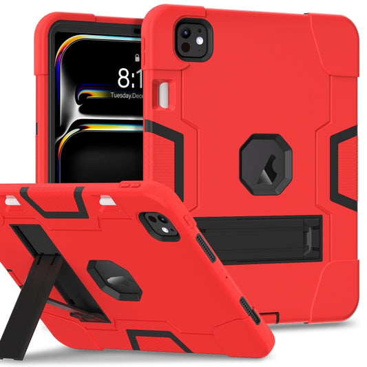 For iPad Pro 11 2024 Contrast Color Silicone Acrylic PC Tablet Case with Holder(Red Black) - iPad Pro 11 2024 Cases by PMC Jewellery | Online Shopping South Africa | PMC Jewellery | Buy Now Pay Later Mobicred