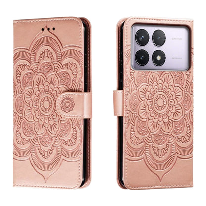 For Xiaomi Redmi K70 Sun Mandala Embossing Pattern Phone Leather Case(Rose Gold) - K70 Cases by PMC Jewellery | Online Shopping South Africa | PMC Jewellery | Buy Now Pay Later Mobicred