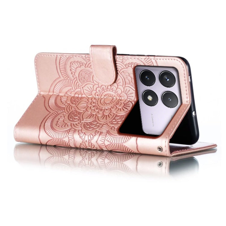 For Xiaomi Redmi K70 Sun Mandala Embossing Pattern Phone Leather Case(Rose Gold) - K70 Cases by PMC Jewellery | Online Shopping South Africa | PMC Jewellery | Buy Now Pay Later Mobicred