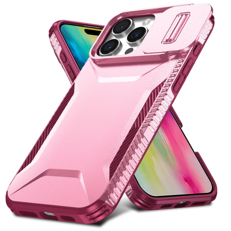 For iPhone 16 Pro Sliding Camshield Phone Case(Pink + Rose Red) - free shipping - PMC Jewellery - Order now!