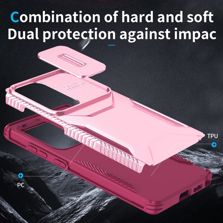 For Samsung Galaxy S25 Ultra 5G Sliding Camshield Phone Case(Pink + Rose Red) - Galaxy S25 Ultra 5G Cases by PMC Jewellery | Online Shopping South Africa | PMC Jewellery | Buy Now Pay Later Mobicred