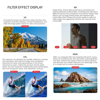 For DJI Osmo Action 4 JUNESTAR Threaded Camera Lens Filter, Filter:3 in 1 CPL ND8 ND16 - Lens Filter by JSR | Online Shopping South Africa | PMC Jewellery | Buy Now Pay Later Mobicred