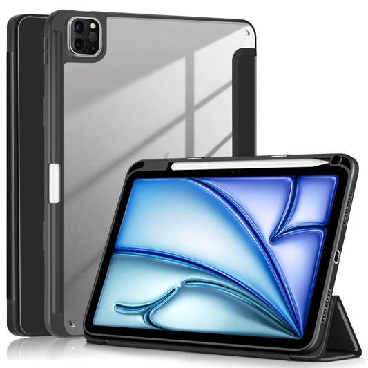 For iPad Air 11 2024 / Pro 11 2022 Acrylic 3-Fold Smart Leather Tablet Case(Black) - iPad Air 11 2024 Cases by PMC Jewellery | Online Shopping South Africa | PMC Jewellery | Buy Now Pay Later Mobicred