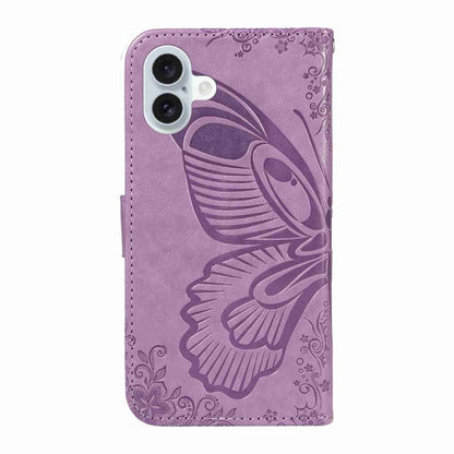 For iPhone 16 Plus Swallowtail Butterfly Embossed Leather Phone Case(Purple) - iPhone 16 Plus Cases by PMC Jewellery | Online Shopping South Africa | PMC Jewellery | Buy Now Pay Later Mobicred