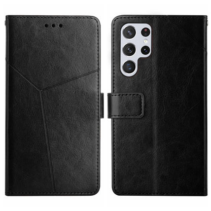 For Samsung Galaxy S25 Ultra 5G Y-shaped Pattern Flip Leather Phone Case(Black) - Galaxy S25 Ultra 5G Cases by PMC Jewellery | Online Shopping South Africa | PMC Jewellery | Buy Now Pay Later Mobicred