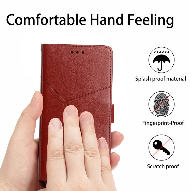 For Samsung Galaxy S25 Ultra 5G Y-shaped Pattern Flip Leather Phone Case(Brown) - Galaxy S25 Ultra 5G Cases by PMC TechLife | Online Shopping South Africa | PMC TechLife | Buy Now Pay Later Mobicred