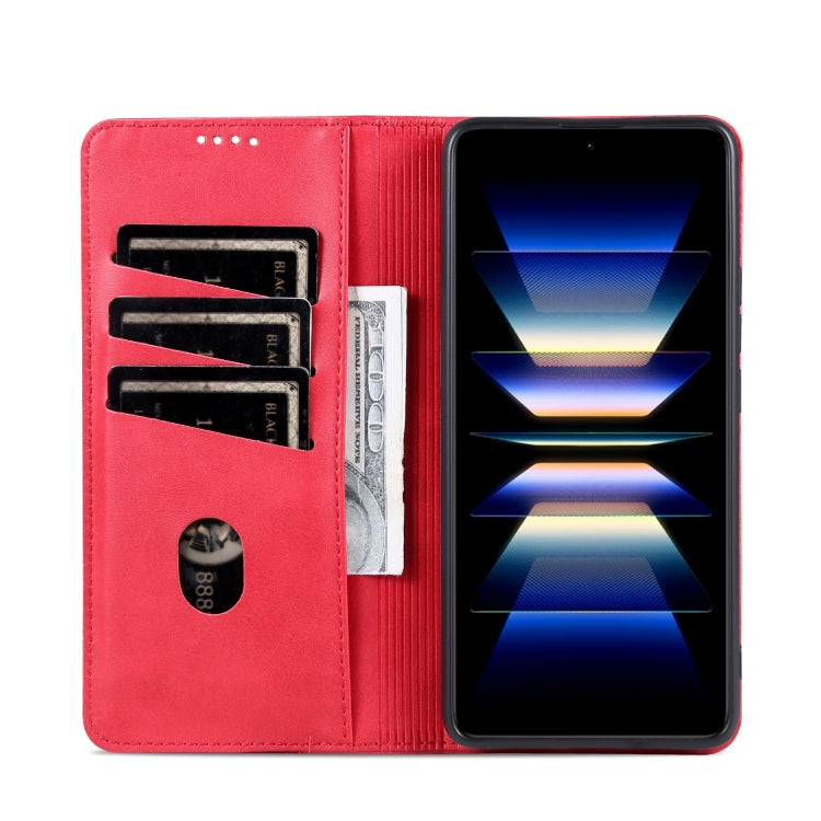 For Redmi K70 Ultra AZNS Magnetic Calf Texture Flip Leather Phone Case(Red) - Xiaomi Cases by AZNS | Online Shopping South Africa | PMC Jewellery | Buy Now Pay Later Mobicred