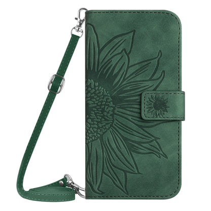 For Samsung Galaxy S25+ 5G Skin Feel Sun Flower Embossed Flip Leather Phone Case with Lanyard(Green) - Galaxy S25+ 5G Cases by PMC Jewellery | Online Shopping South Africa | PMC Jewellery | Buy Now Pay Later Mobicred