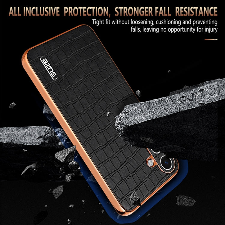 For Samsung Galaxy S25 5G AZNS Electroplated Frame Crocodile Texture Full Coverage Phone Case(Black) - free shipping - PMC Jewellery - Order now!