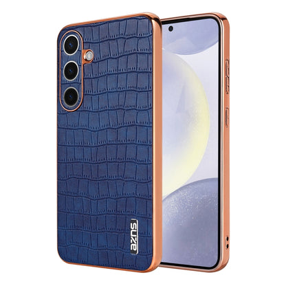 For Samsung Galaxy S25+ 5G AZNS Electroplated Frame Crocodile Texture Full Coverage Phone Case(Blue) - Galaxy S25+ 5G Cases by AZNS | Online Shopping South Africa | PMC Jewellery | Buy Now Pay Later Mobicred