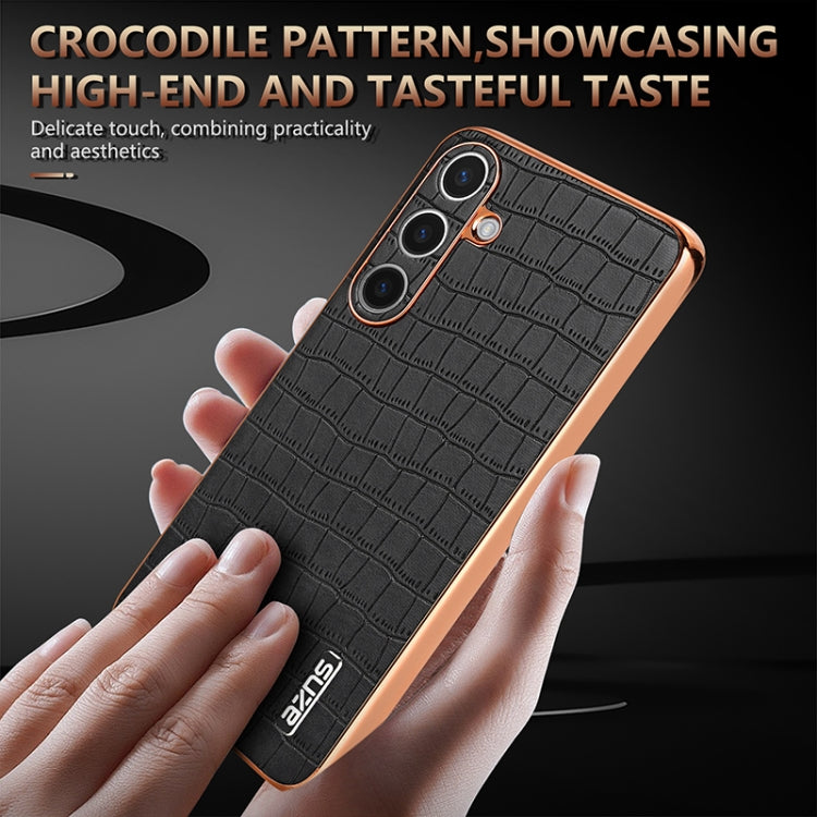 For Samsung Galaxy S25+ 5G AZNS Electroplated Frame Crocodile Texture Full Coverage Phone Case(Blue) - Galaxy S25+ 5G Cases by AZNS | Online Shopping South Africa | PMC Jewellery | Buy Now Pay Later Mobicred