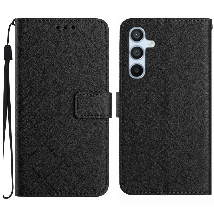 For Samsung Galaxy S25+ 5G Rhombic Grid Texture Leather Phone Case(Black) - Galaxy S25+ 5G Cases by PMC Jewellery | Online Shopping South Africa | PMC Jewellery | Buy Now Pay Later Mobicred